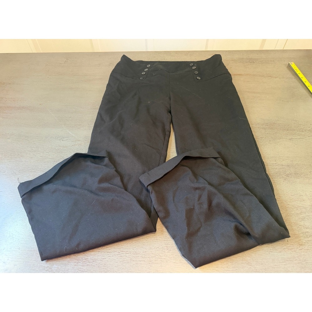 Te Amo Black High Waist Sailor Button Cuffed Wide Leg Dress Pants Size 9